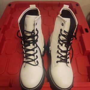 Madden Girl White Combat Boots